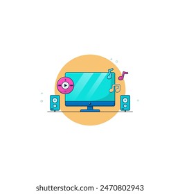 Computer and CPU illustration Vector computer and CPU vector computer icon