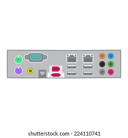 Computer CPU USB LAN AUDIO Port Vector