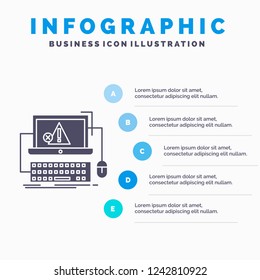 Computer, crash, error, failure, system Infographics Template for Website and Presentation. GLyph Gray icon with Blue infographic style vector illustration.