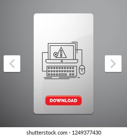 Computer, crash, error, failure, system Line Icon in Carousal Pagination Slider Design & Red Download Button