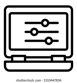 Computer creator icon. Outline computer creator vector icon for web design isolated on white background