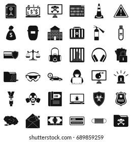 Computer crime icons set. Simple style of 36 computer crime vector icons for web isolated on white background