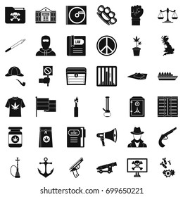 Computer crime icons set. Simple style of 36 computer crime vector icons for web isolated on white background