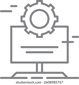 Computer Crisis management icon with black outline style. internet, pc, laptop, device, equipment, display, digital. Vector illustration