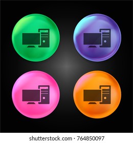 Computer crystal ball design icon in green - blue - pink and orange.