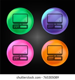 Computer crystal ball design icon in green - blue - pink and orange.