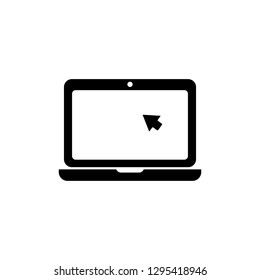 Computer with curcor icon. Vector illustration.