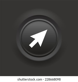 Computer  Cursor Arrow on Black Bevel Round Button