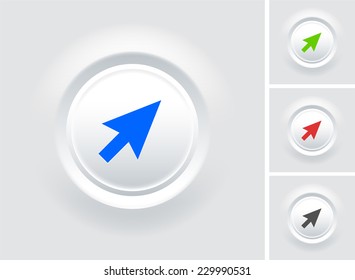 Computer  Cursor Arrow on White Bevel Round Button