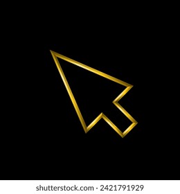 Computer cursor icon, golden metallic thin 3d lines vector illustration collection.	