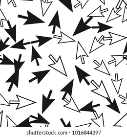  Computer cursor pattern. Simple illustration of computer cursor vector pattern for web. Arrows. Black and white ornament. 