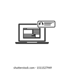 	
Computer with customer review rating messages vector illustration