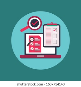 Computer with customer review rating messages vector illustration