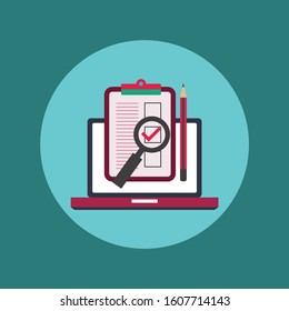 Computer with customer review rating messages vector illustration
