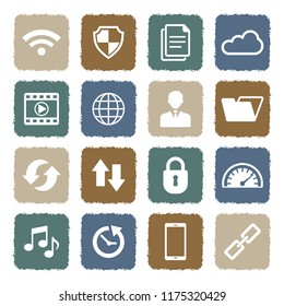 Computer Dashboard Icons. Grunge Color Flat Design. Vector Illustration. 