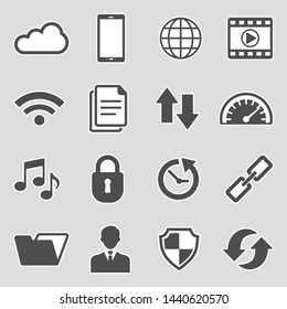 Computer Dashboard Icons. Sticker Design. Vector Illustration.