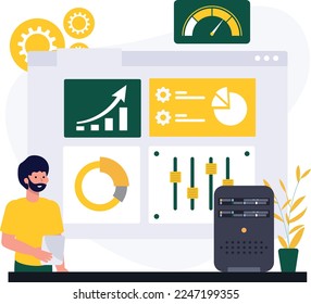 Computer Dashboard with a server concept