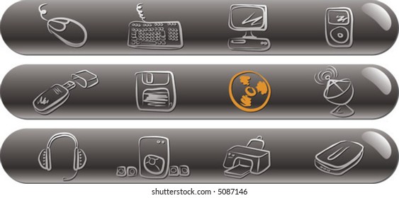 Computer & Data I Black & White icons set bars