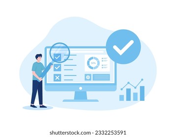 Computer data checklist trending concept flat illustration