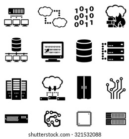 Computer, Data, Cyber Security And Cloud Computing Icon Set