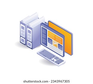 Computer data files isometric illustration
