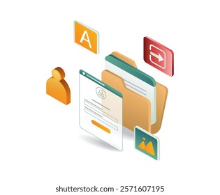 Computer data folder technology concept account