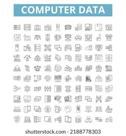 Computer data icons, line symbols, web signs, vector set, isolated illustration