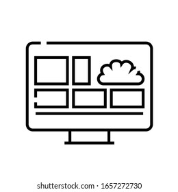 Computer data line icon, concept sign, outline vector illustration, linear symbol.