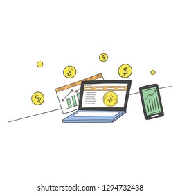 Computer with data and mobile phone
