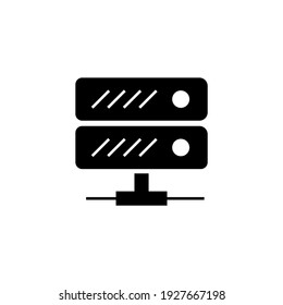 Computer data Server icon in solid black flat shape glyph icon, isolated on white background 