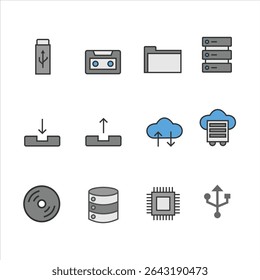 Computer data set icons suitable for your computer themed design	
