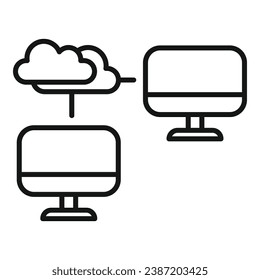 Computer data transfer icon outline vector. Station work. Online notebook