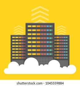 Computer database cloud server concept. Vector illustration.