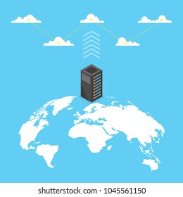 Computer database cloud server concept. Vector illustration.