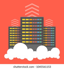 Computer database cloud server concept. Vector illustration.