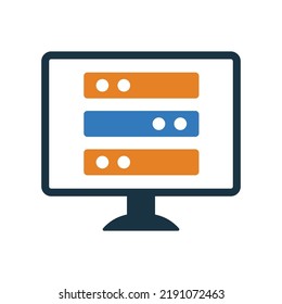 Computer, database, server icon. Editable vector logo.