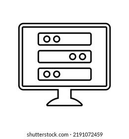 Computer, database, server outline icon. Line art vector.