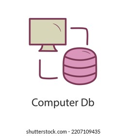 Ilustración de diseño de iconos de esquema rellenados por Db de equipo. Símbolo de datos sobre el archivo EPS 10 de fondo blanco