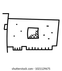 
A computer dedicated graphic card, video card sketch
