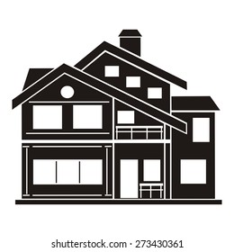 computer design, cartoon, vector, illustration of cottage, house