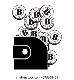 computer design, cartoon, vector, illustration of bitcoin, internet P2P currency