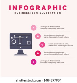 Computer, Design, Display, Graphics Solid Icon Infographics 5 Steps Presentation Background. Vector Icon Template background