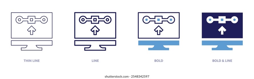 Computer design icon in 4 different styles. Thin Line, Line, Bold, and Bold Line. Duotone style. Editable stroke.