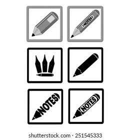 computer design, computer icon, black and white icon set, illustration of Business icons pencil