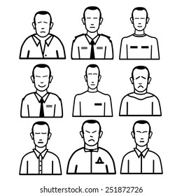 computer design, computer icon, black and white icon set, illustration of Business icons different male body types