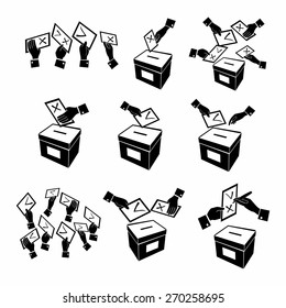 computer design, computer icon, black and white icon set, vector, illustration of voting or vote