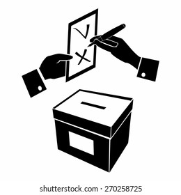 computer design, computer icon, black and white vector, illustration of voting or vote