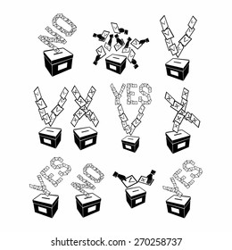 computer design, computer icon, black and white icon set, vector, illustration of voting or vote