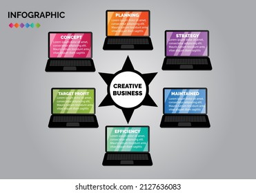  Infographic computer design with icons and 6 options or steps. Infographics for business concept