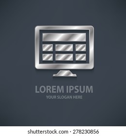 Computer design  logo template,silver,metal concept design,clean vector